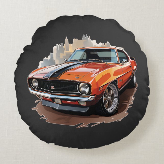 Klassisches Muskelauto Rundes Kissen (Vorderseite)