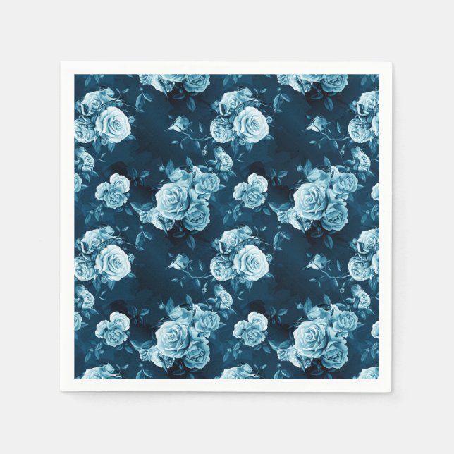 Klassisches Muster der blauen Rose Serviette (Vorderseite)