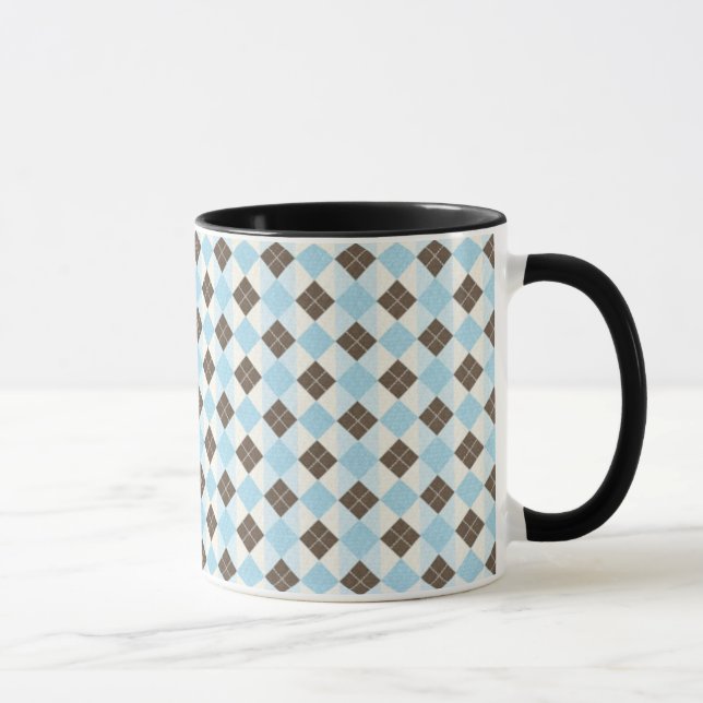 Klassisches Muster der blauen und braunen Raute Tasse (Rechts)