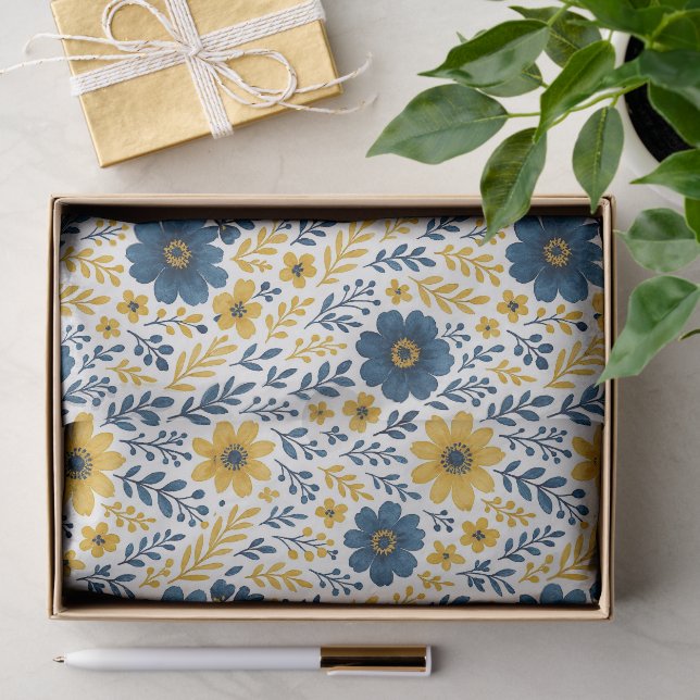 Klassisches Muster der mediterranen Blumenkunst Seidenpapier (Geschenk)