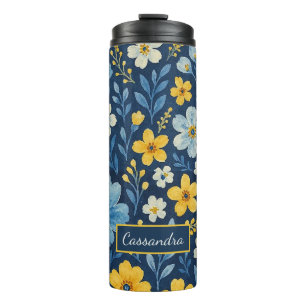 Klassisches Muster der mediterranen Blumenkunst Thermosbecher