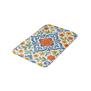 Klassisches Muster der mediterranen Flora Badematte