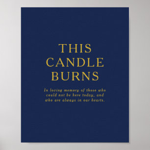 Klassisches Navy Blau   Gold Diese Kerze brennt Ho Poster