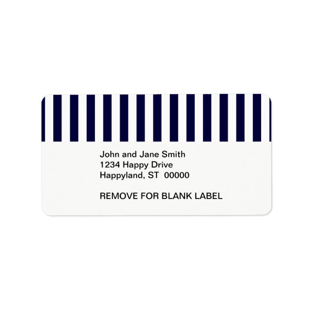 Klassisches Navy Blue and White Stripe Muster Adressaufkleber (Vorne)