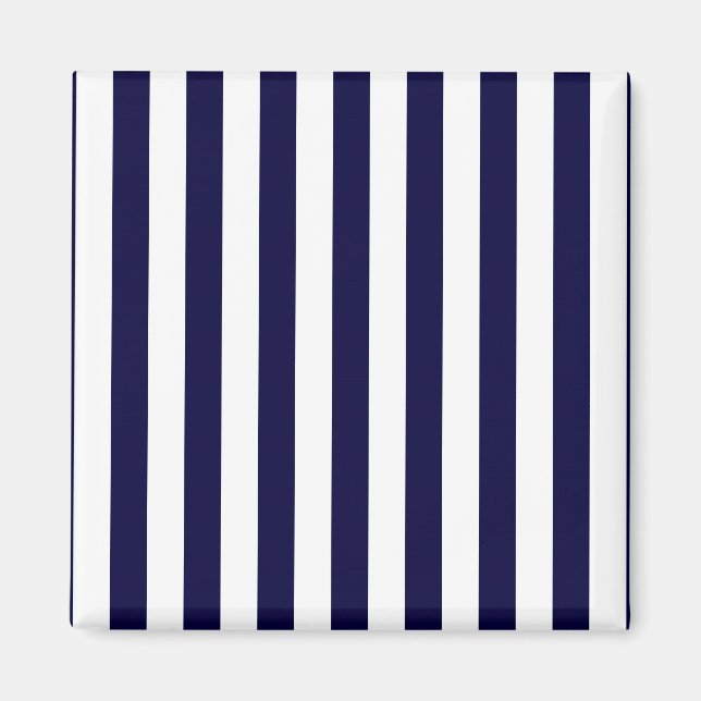 Klassisches Navy Blue and White Stripe Muster Magnet (Vorne)