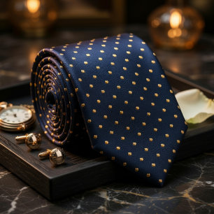Klassisches Navyblau mit goldenen Punkten Elegant Krawatte