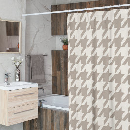 Klassisches neutrales Ivory Taupe Hahnentrittmuste Duschvorhang