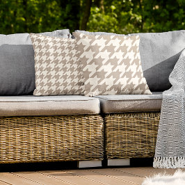 Klassisches neutrales Ivory Taupe Hahnentrittmuste Kissen
