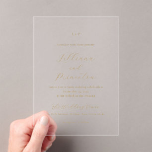 Klassisches neutrales Monogramm Elegante Hochzeit Acryleinladungen