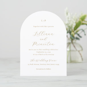 Klassisches neutrales Monogramm Elegante Hochzeit Einladung