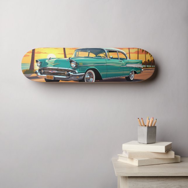 Klassisches Oldtimer-Auto 1957 Skateboard (Wandkunst (Horz))