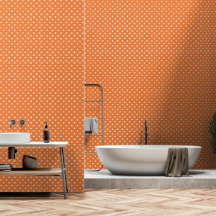 Klassisches Orange und Weiß Polka-Punkt Nahtloser Tapete
