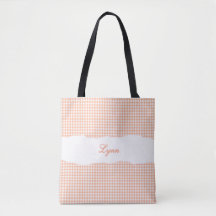 Klassisches Orange-Weiß-Gingham | Personalisierter