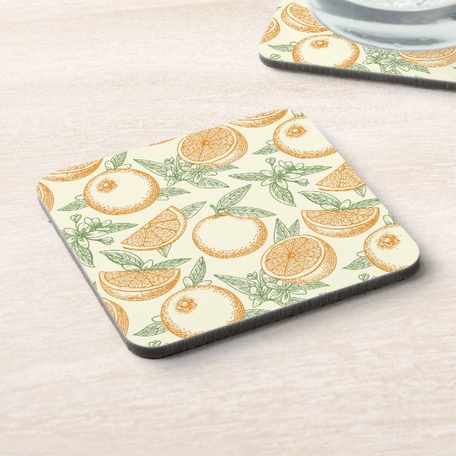 Klassisches Orangenfruchtmuster Getränkeuntersetzer (Linke Seite)