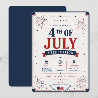Klassisches patriotisches Feuerwerk zum 4. Juli-Fe Einladung
