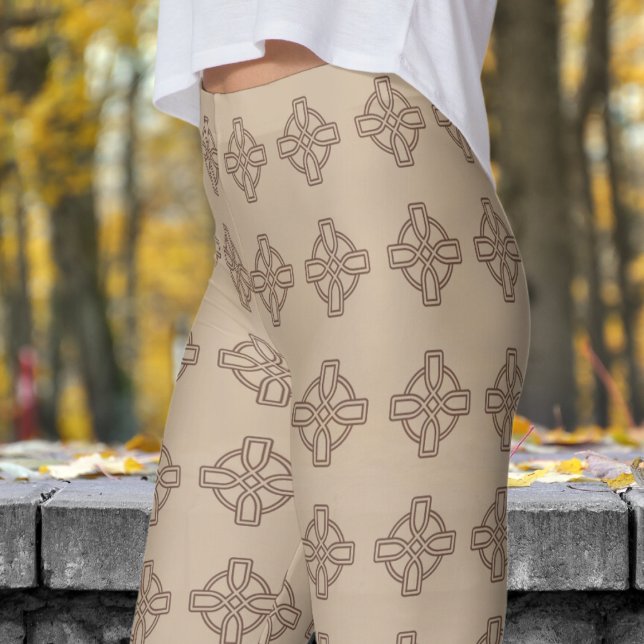 Klassisches Peach Bisque Tribal Cross Muster Leggings (Classic Peach Bisque Tribal Cross Pattern Leggings)