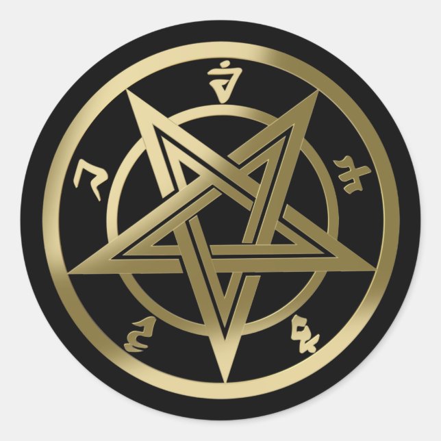 Klassisches Pentagramm Runder Aufkleber (Vorderseite)