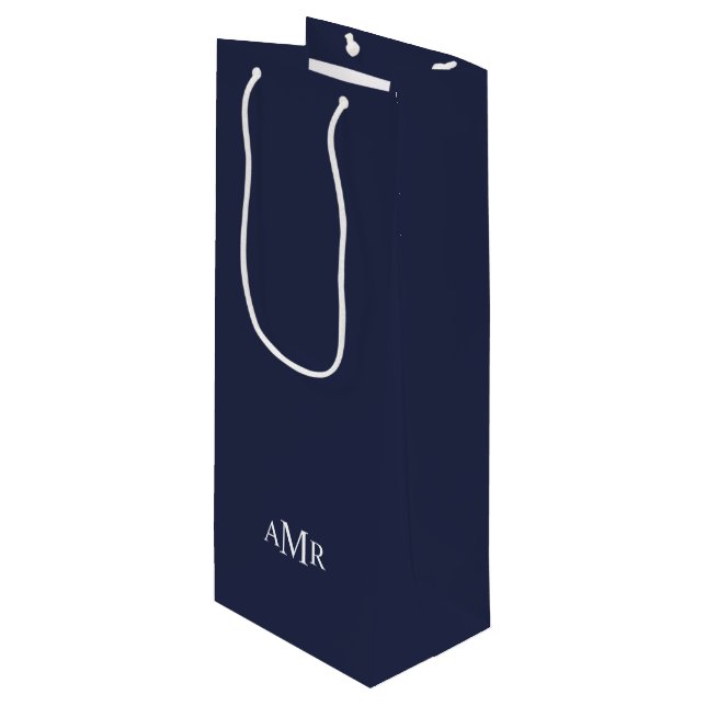 Klassisches Personalisiertes Monogramm Geschenktüte Für Weinflaschen (Vorderseite Schrägansicht)