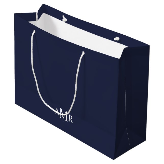 Klassisches Personalisiertes Monogramm Große Geschenktüte (Vorderseite Schrägansicht)