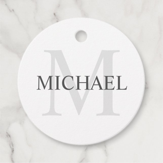 Klassisches Personalisiertes Monogramm und Name Geschenkanhänger (Vorderseite)