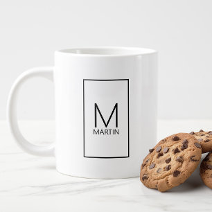 Klassisches Personalisiertes Monogramm und Name Jumbo-Tasse