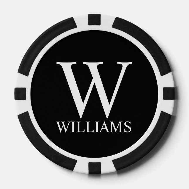 Klassisches Personalisiertes Monogramm und Name Pokerchips (Vorderseite)