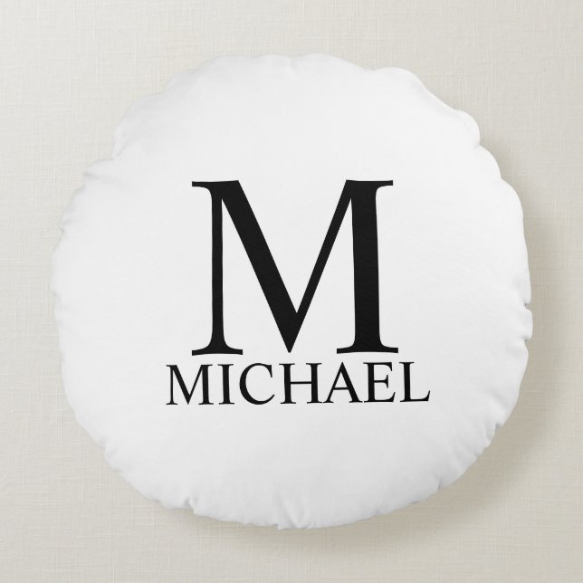 Klassisches Personalisiertes Monogramm und Name Ro Rundes Kissen (Vorderseite)