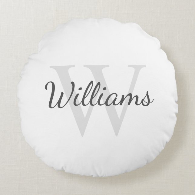Klassisches Personalisiertes Monogramm und Name Rundes Kissen (Vorderseite)