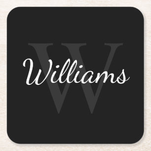 Klassisches Personalisiertes Monogramm und Name Sc Rechteckiger Pappuntersetzer