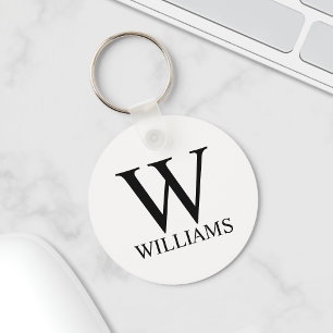 Klassisches Personalisiertes Monogramm und Name Schlüsselanhänger