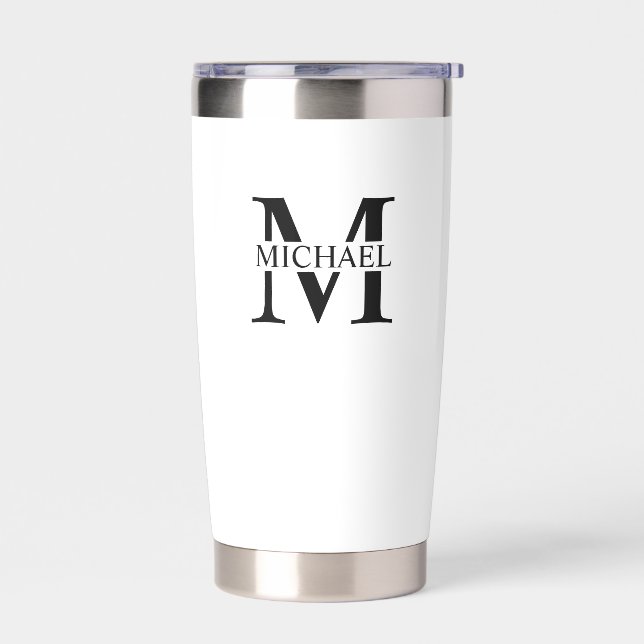 Klassisches Personalisiertes Monogramm und Name Thermobecher (Links)