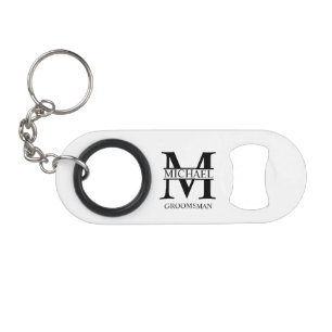 Klassisches personalisiertes Patenmonogramm und Na Mini Flaschenöffner