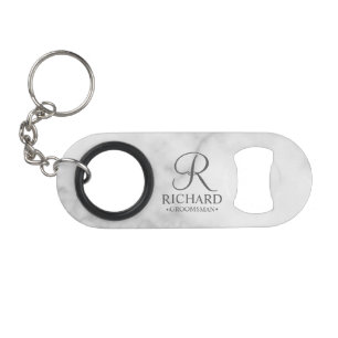 Klassisches personalisiertes Trauzeuge-Monogramm u Mini Flaschenöffner