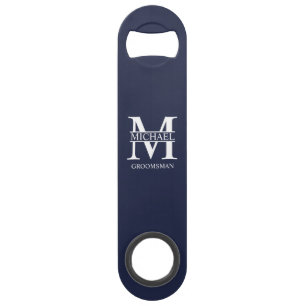 Klassisches personalisiertes Trauzeuge-Monogramm u Speed Flaschenöffner