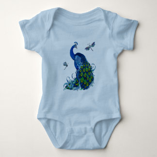 Klassisches Pfau- und Dragonfly-Design Baby Strampler