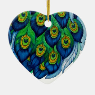 Klassisches Pfau- und Dragonfly-Design Keramikornament