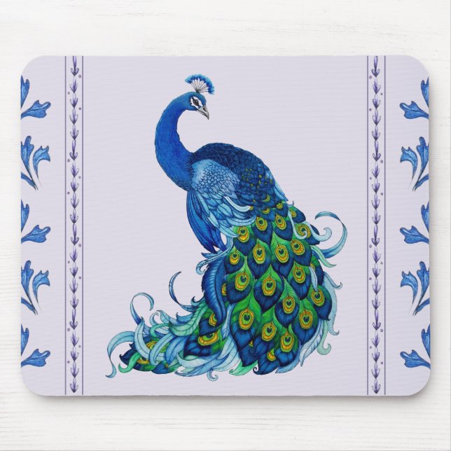 Klassisches Pfauendesign Mousepad (Vorne)