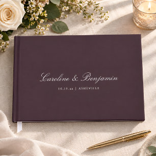 Klassisches Pflaumen-Skript-Elegante Hochzeit mit Gästebuch