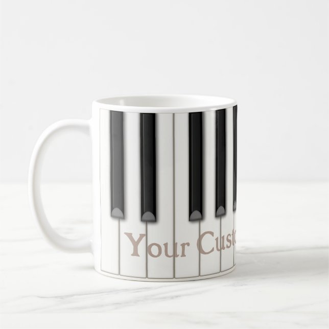 Klassisches Piano Keyes Benutzerdefinierter Text i Kaffeetasse (Links)