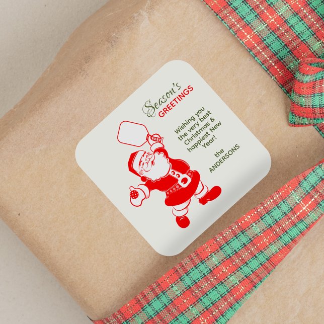 Klassisches Pickleball Weihnachten Quadratischer Aufkleber (Von Creator hochgeladen)