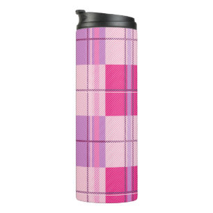 Klassisches Pink Berry Karo-Ästhetik Thermosbecher