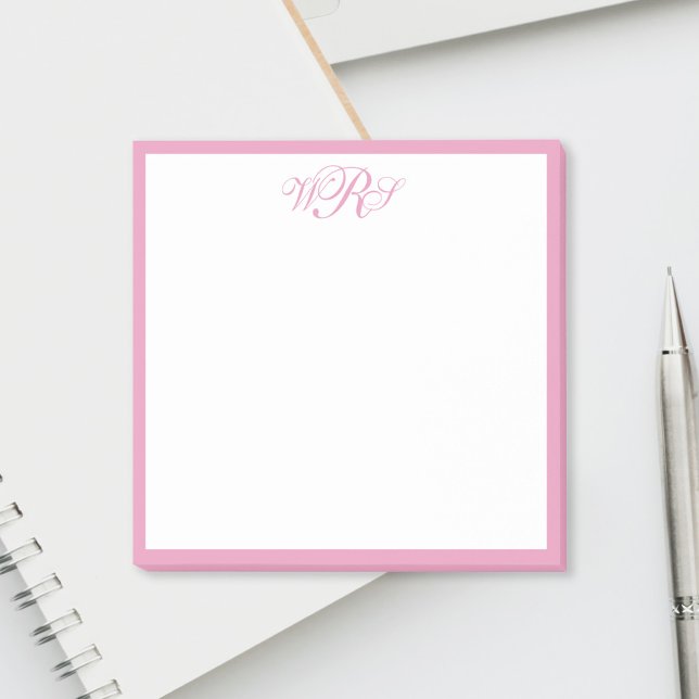 Klassisches Pink Monogramm Post-it Klebezettel (Von Creator hochgeladen)