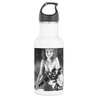 Klassisches Pinup-Klassikmotorrad Edelstahlflasche