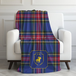 Klassisches Polo mit Monogramm Reit-Tartan Karo Fleecedecke