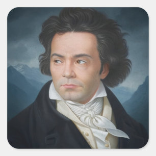 Klassisches Portrait von Beethoven Quadratischer Aufkleber