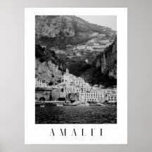 Klassisches Poster aus schwarzem und weißem Amalfi