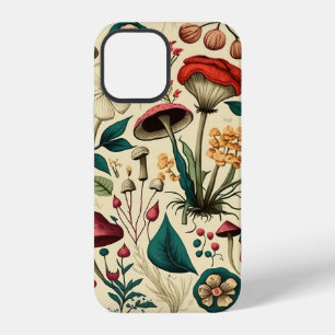 Klassisches Premium-Pilz- und Blumendesign iPhone 12 Hülle