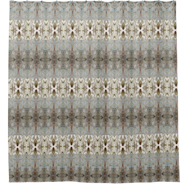 Klassisches Print-Design mit Blau-Grau Duschvorhang (Vorderseite)
