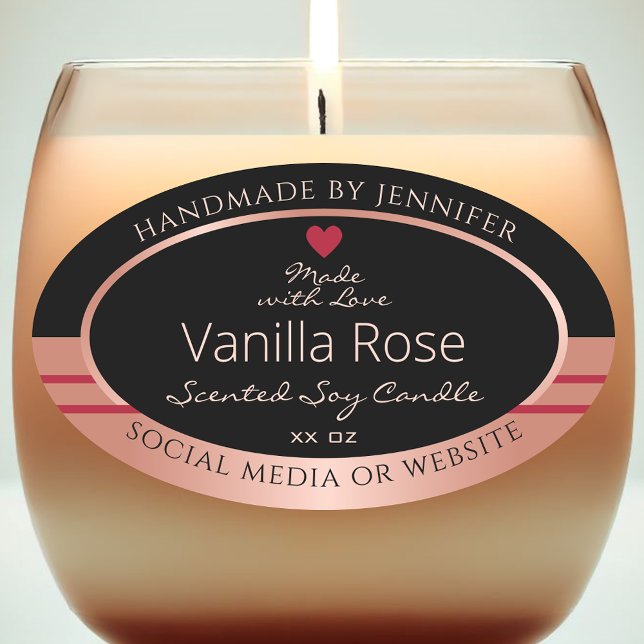 Klassisches Produktverpackungslabel Schwarz und Ro Ovaler Aufkleber (Von Creator hochgeladen)