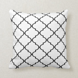 Klassisches Quatrefoil Druck-Schwarzweiss-Kissen Kissen